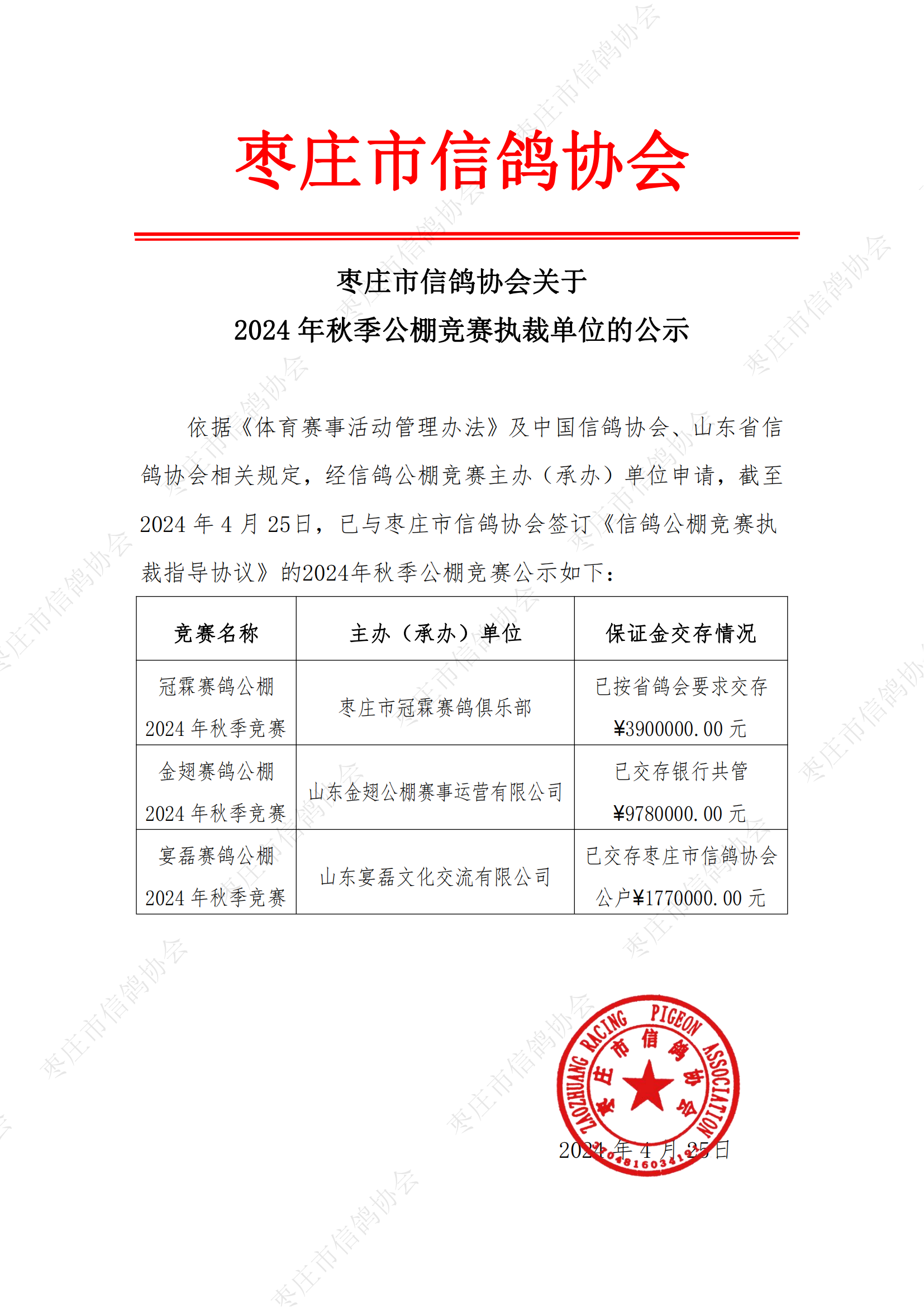 章丘信鴿協(xié)會(huì)最新通知